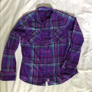 Purple and Teal Brushed Flannel Shirt